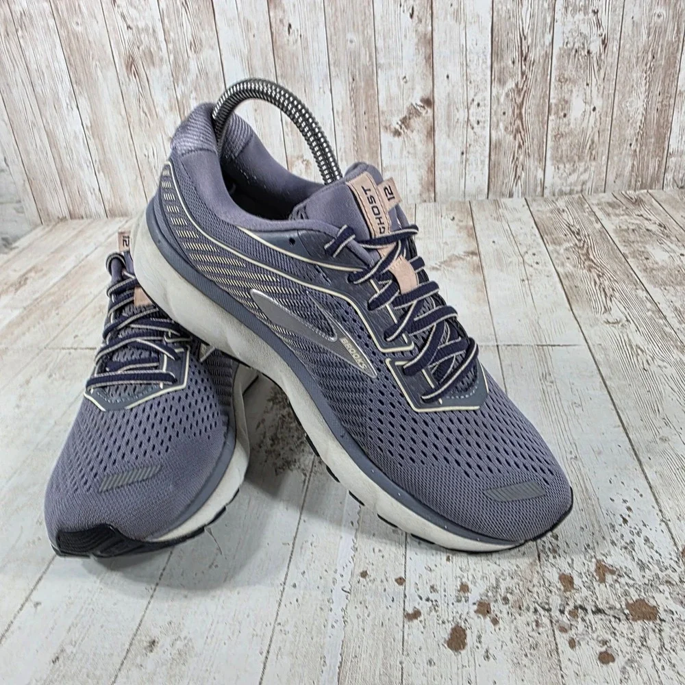 Brooks Ghost 12 Womens 7 Wide D Purple Gray Running Shoes 1203051D066